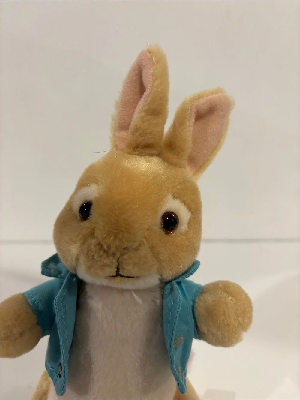 Peter Rabbit Cottontail Bunny Stuffed Animal in Tan and Cream with Teal Jacket